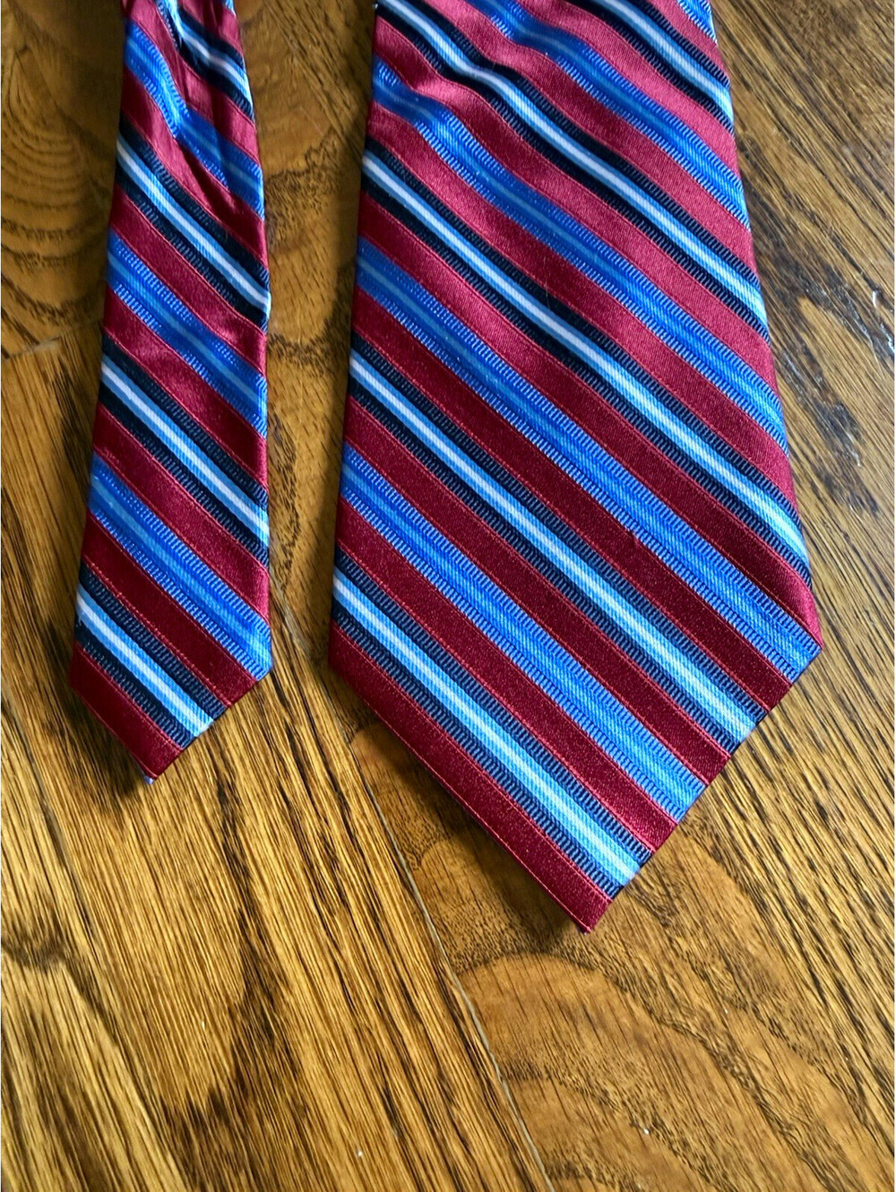 dc by Daniel Crag 100% Silk Woven Red Blue White Black Striped Men’s Tie
